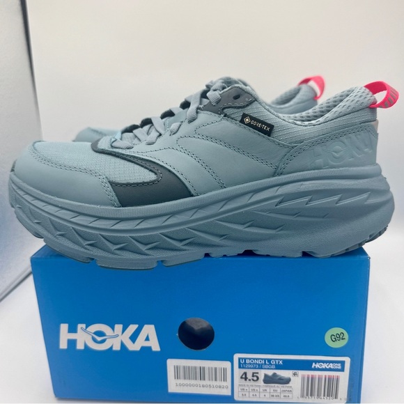 NWT Hoka Bondi L Leather GTX GoreTex U Unisex Stone Goblin Blue Cushioned Shoes